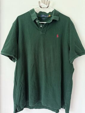 Ralph Lauren Men’s Polo Shirt XL Green Red Pony Short Sleeve Classic Fit